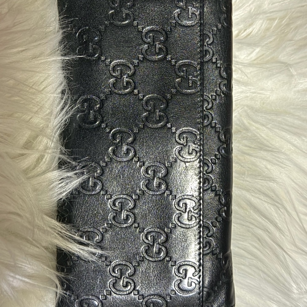 Authentic Gucci Black Leather Embossed Wallet wit… - image 4